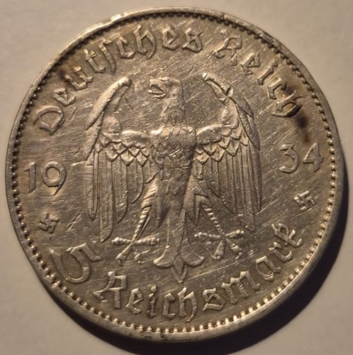 Deutsche reichsmark 1934 d - 5,