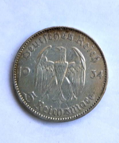 Deutsches reich mark 1934 j - 5,